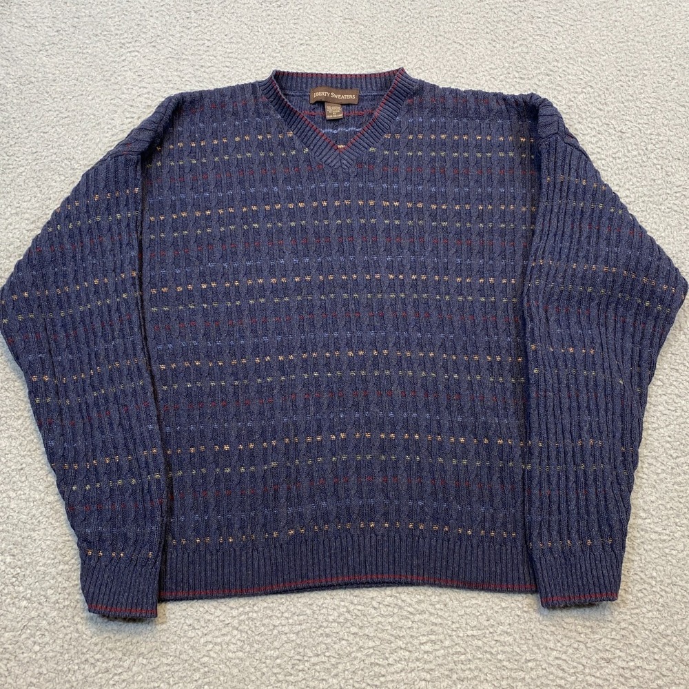 Vintage Liberty Sweaters Men's XL Knit Cotton Blend GrandpaCore Made in USA